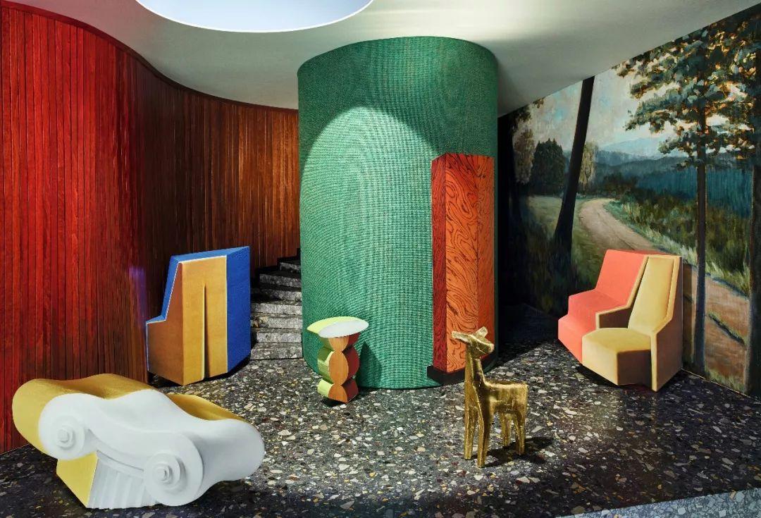 罗马柱座椅由 studio 65为 gufram 设计p3 lavinia--exagonal 扶手椅