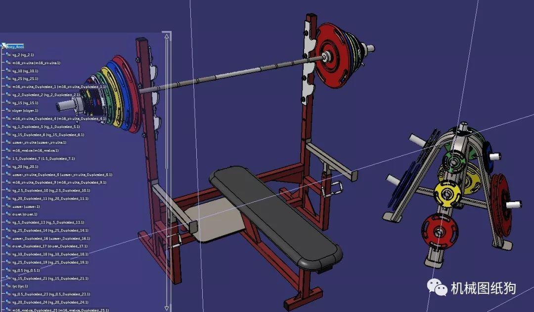 生活艺术杠铃卧推椅健身器械模型3d图纸step格式