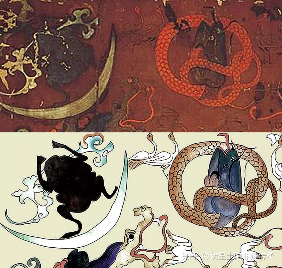 蟾蜍在汉代神话中成为一种神性的动物,它往往出现在西王母的仙境图中