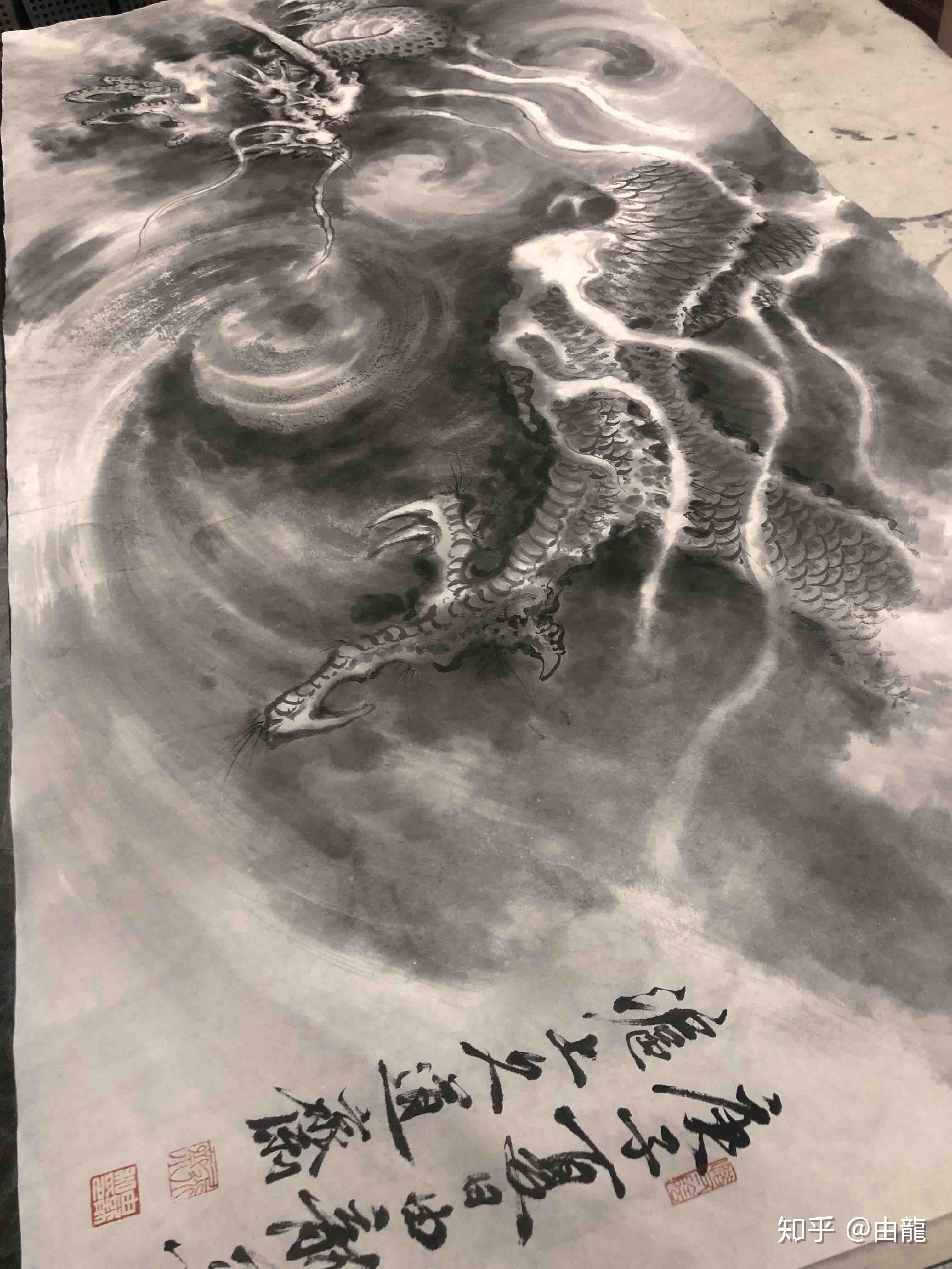 国画龙《墨龙》四尺