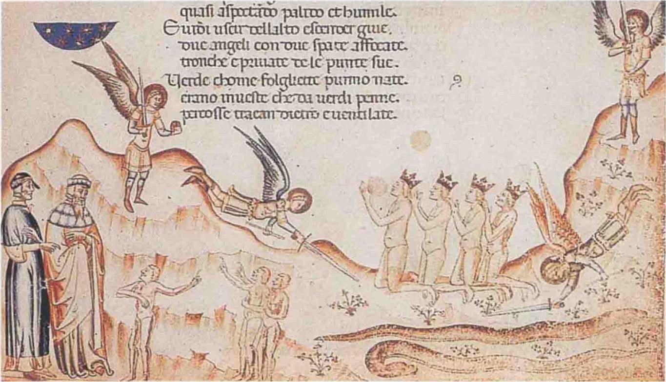 但丁《神曲》图文连载(31):天使驱蛇(古代手稿插图,名家画作集锦)