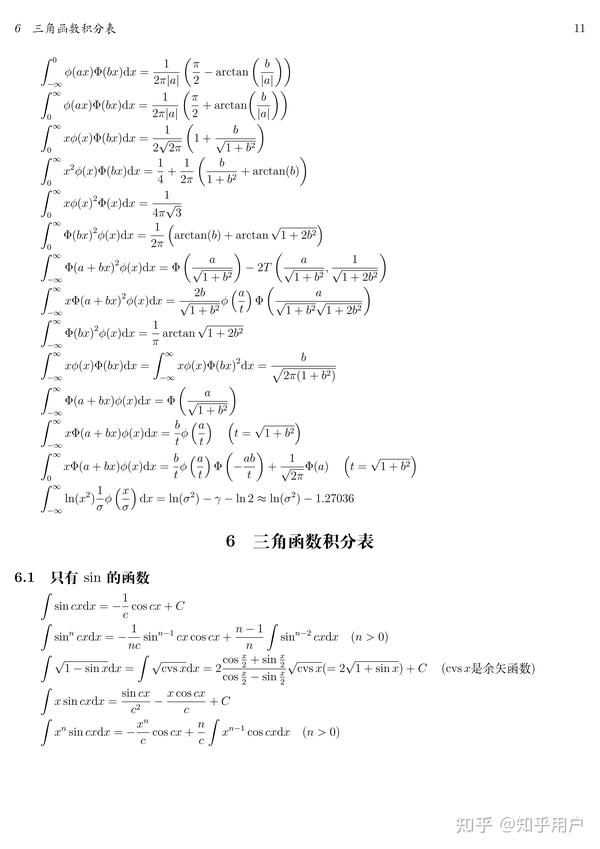 史上最全的积分表 - 知乎