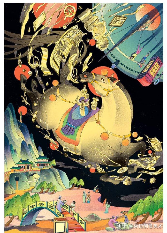 新年插画十二生肖中国风插画太有创意了