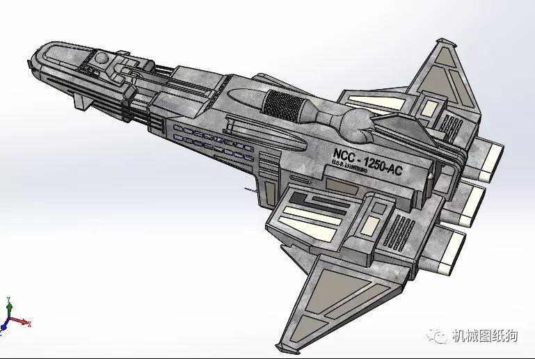 飞行模型ussncc1250星际联邦宇宙飞船3d模型图纸solidworks2014星舰