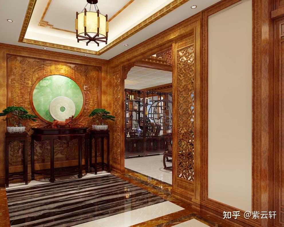 明清中式古风装修玄关门厅效果图