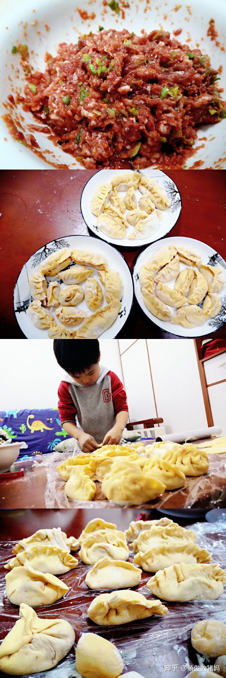 有点软,饺子皮也擀的不圆,后来我才发现,用一个碗口压下去不就好了吗?