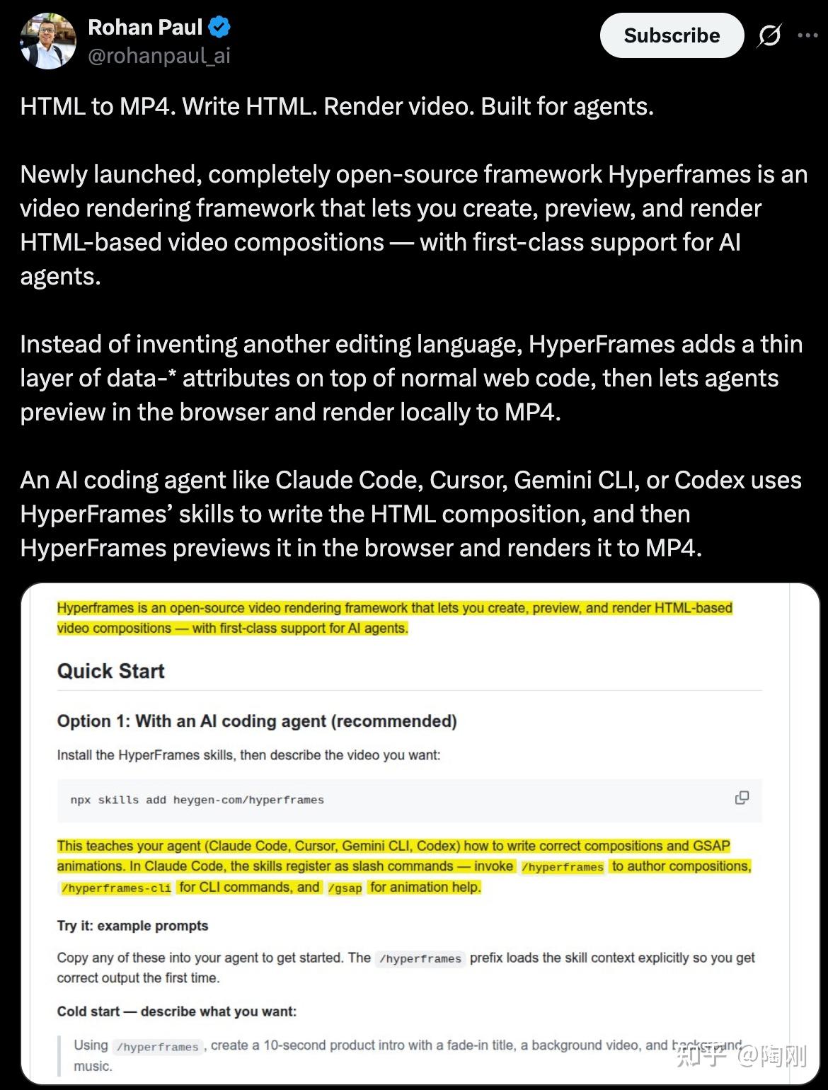 把 HTML 当视频写：HeyGen Hyperframes 尝鲜笔记 - 知乎