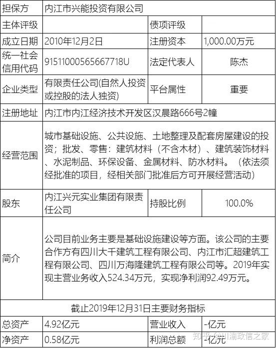 项目详解政信2020第18号四川省内江市兴元实业集团