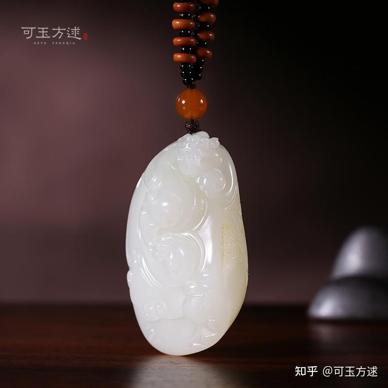 唐物 清 玉彫 和田玉 祝福把件 玉質温潤細膩 沁色