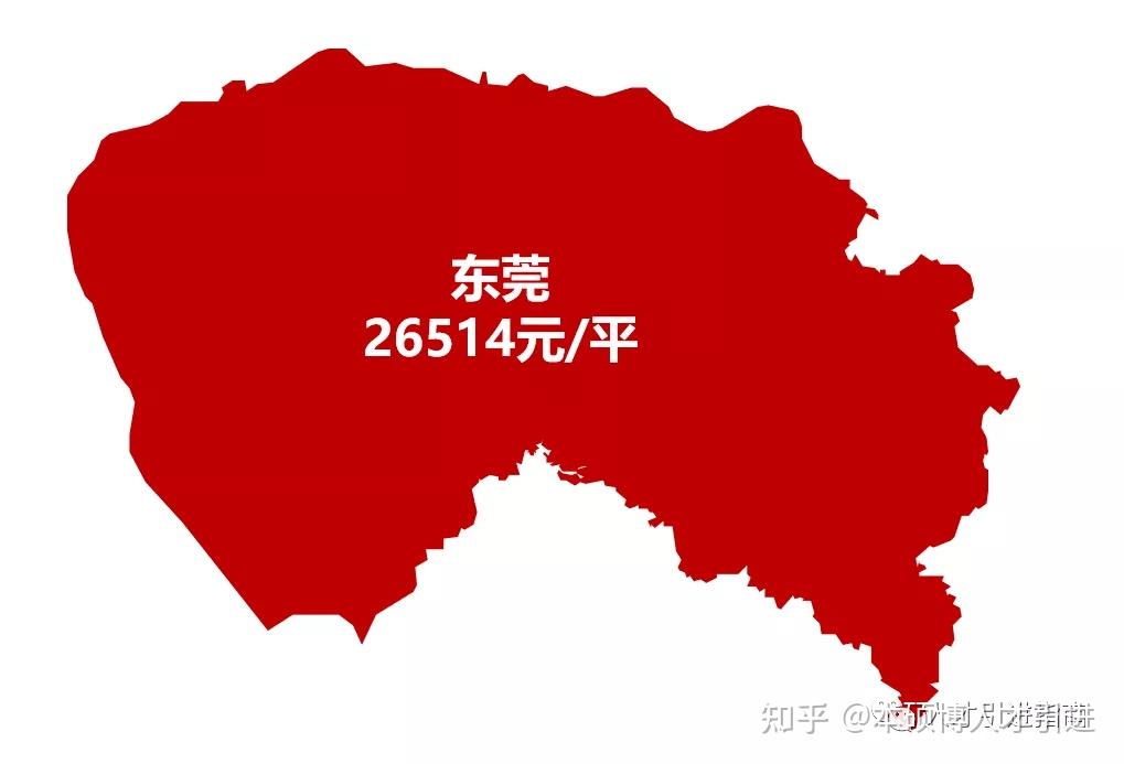 看下东莞房价地图,均价为26514元,房价以行政区为维度.