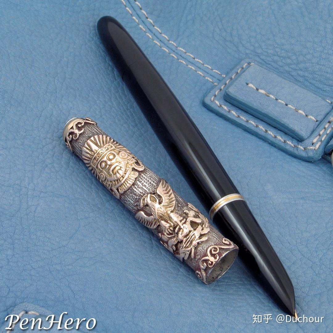 一支自制纯银雕刻笔帽的派克51