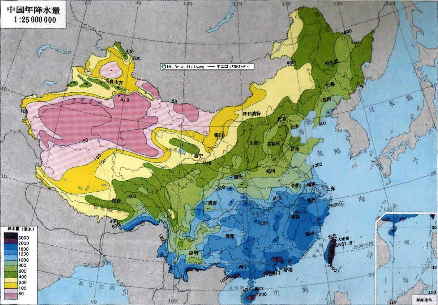 我们先说第一个,15英寸等雨量线,我们通常又叫做400毫米等降水线.