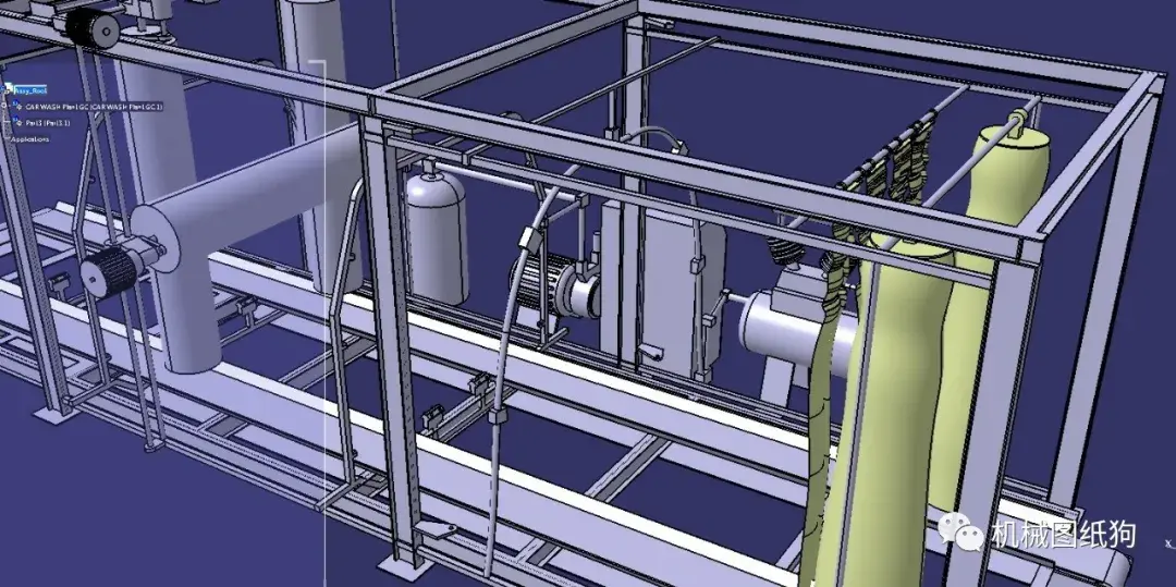 工程机械自动洗车机简易模型3d图纸step格式