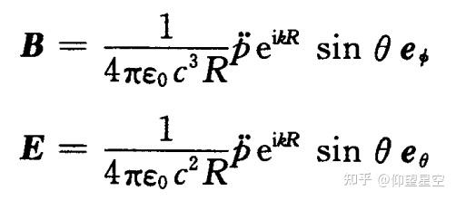 為由於v=frac{dx}{dt},得到於是電四極子和磁偶極子共同激發出輻射