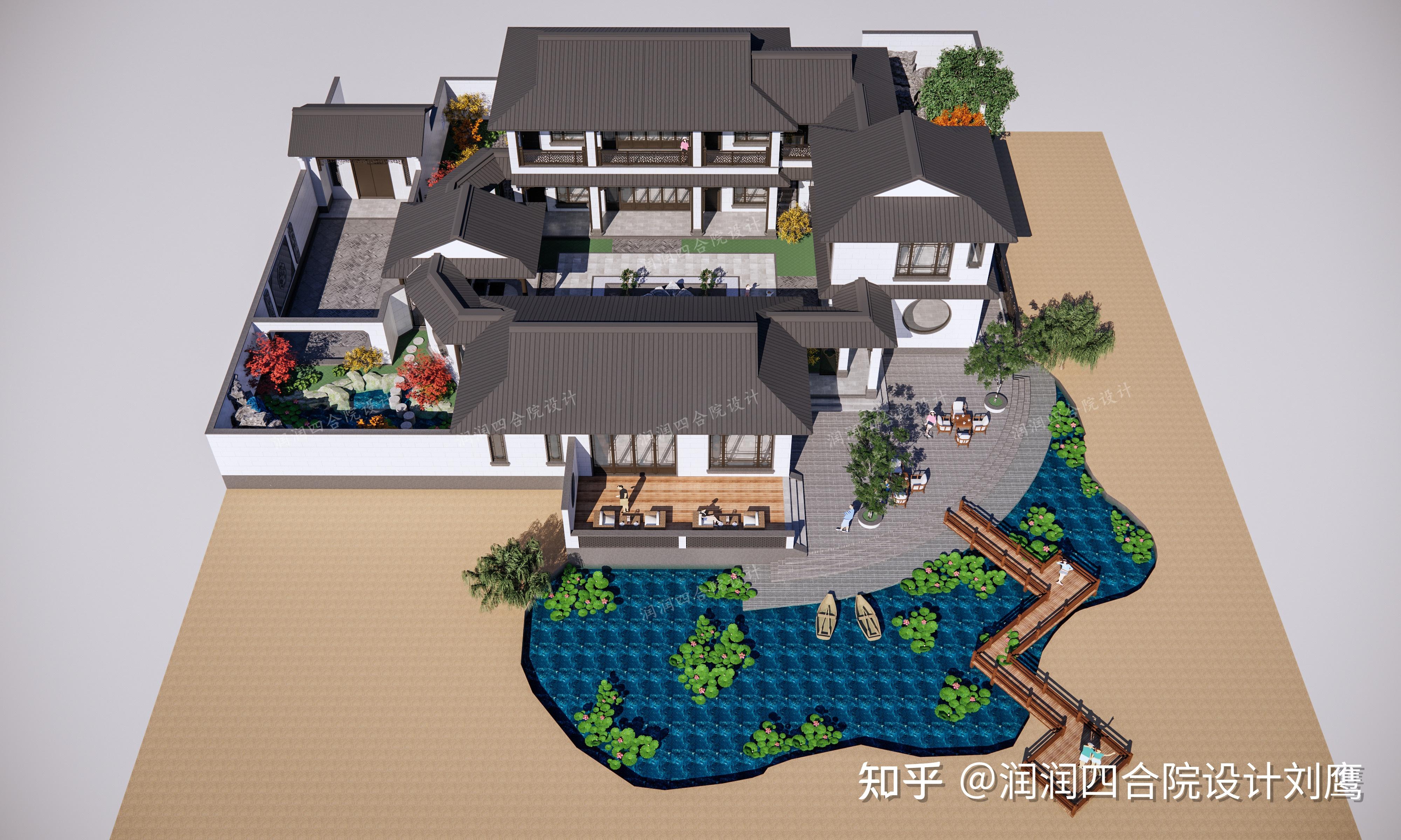 360度景观别墅多进式现代中式合院润润四合院设计刘鹰