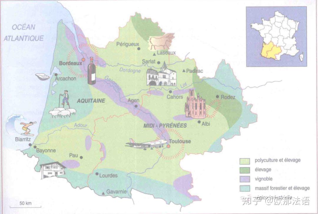和奥克西塔尼大区(occitanie中的原南部比利牛斯大区midi-pyrénées)