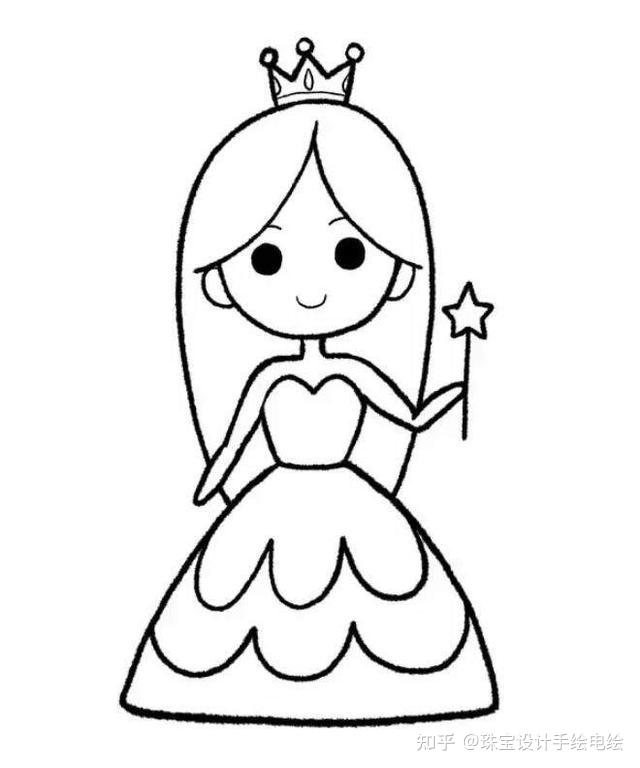 7,画出公主的面部表情,当然公主手上需要一根仙女棒.