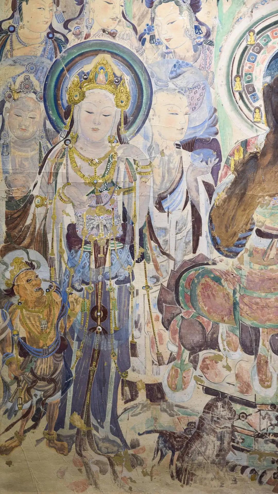 神游千年大美敦煌初唐57窟美人窟南壁说法图最美观音金饰璀璨高清大图