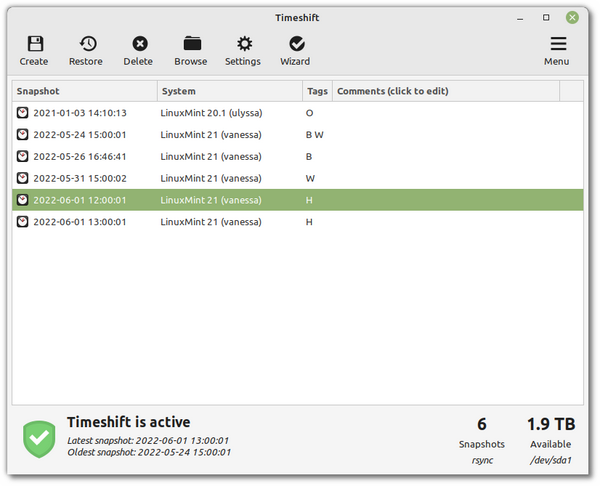 Удалить timeshift linux mint