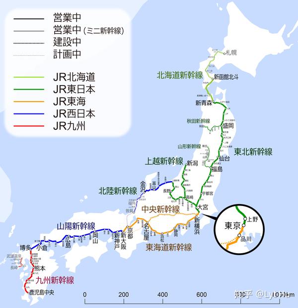 新幹線全国路線図 知乎