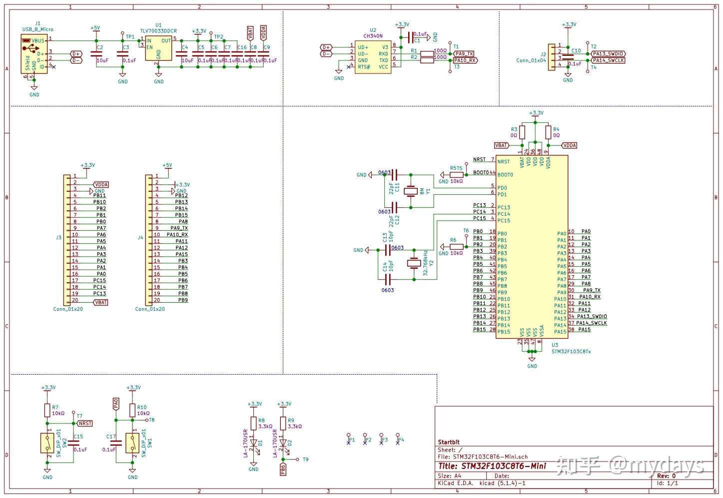 设计一个stm32f103c8t6核心板