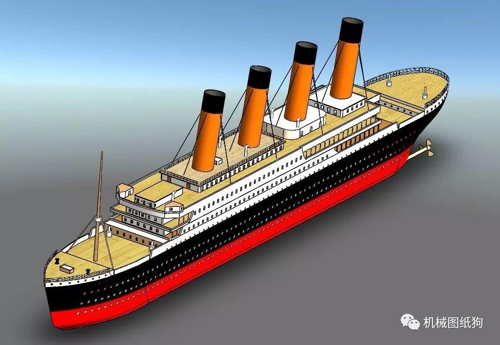 海洋船舶titanic泰坦尼克号游轮简易模型3d图纸solidworks设计