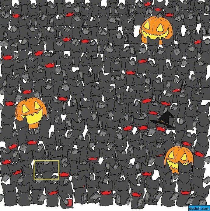 请问有谁可以帮我找一下蝙蝠堆里的猫咪吗?