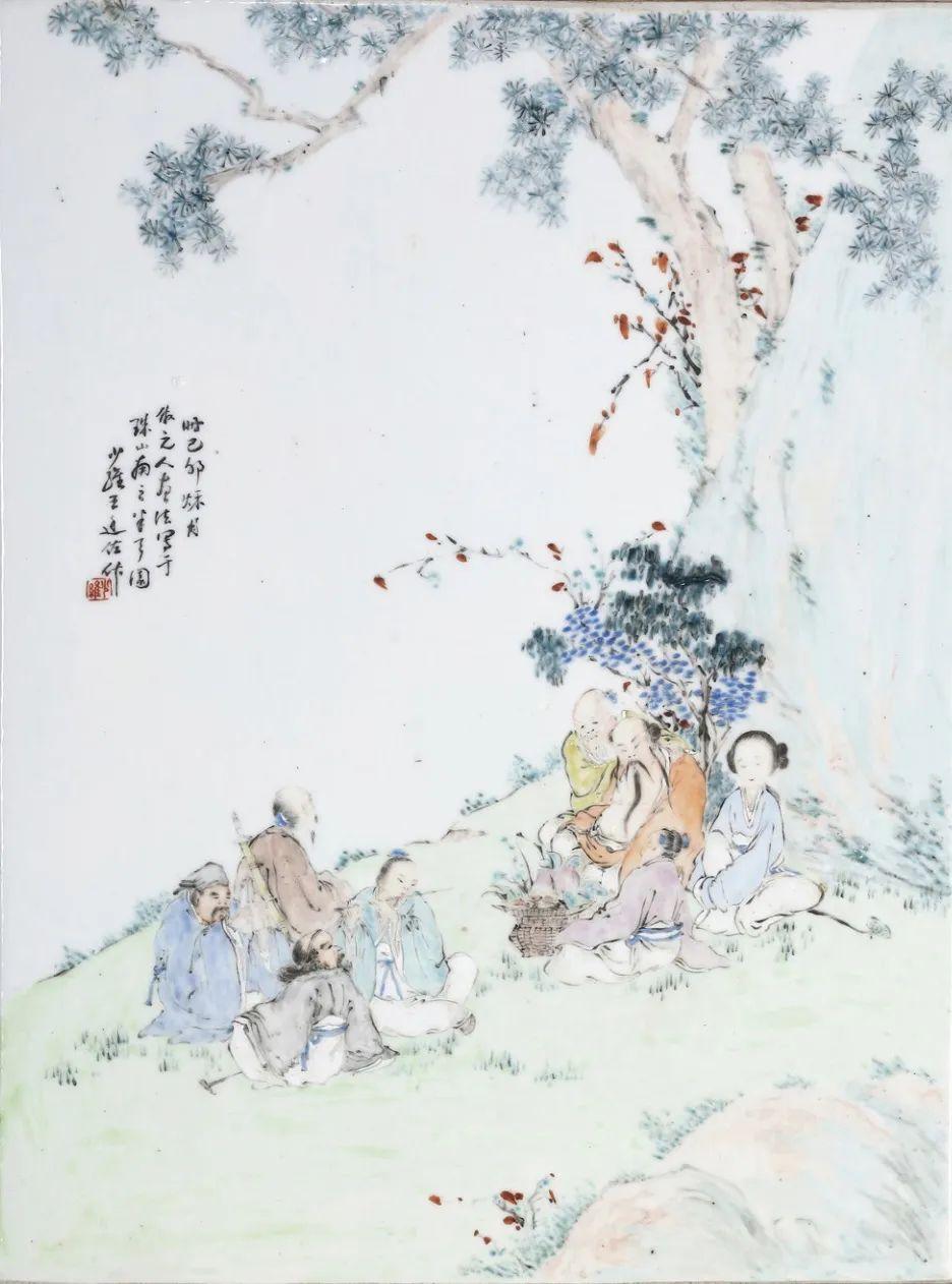 中国美術 清末 民国早期 淺降彩瑞獸紋瓷板 w300h300z1l10t10q100a66.jpg