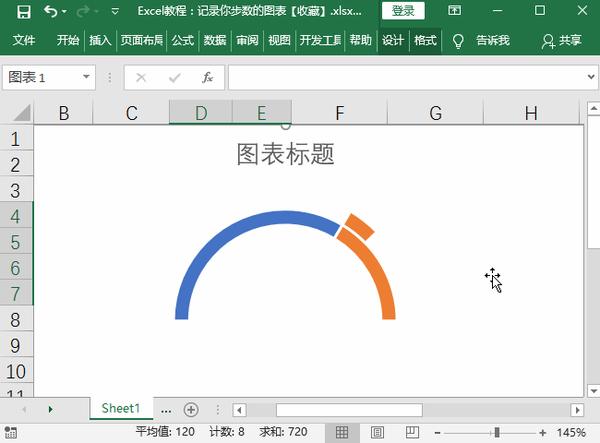 excel圖表應用製作一張計步打卡的環形圖