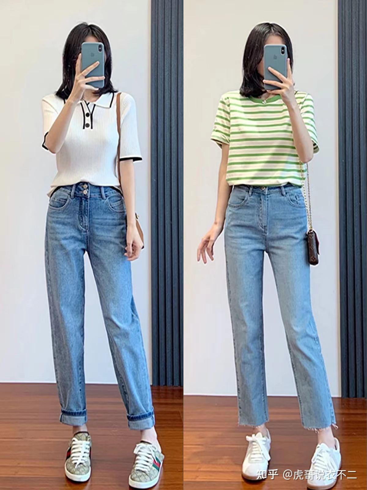 二,不同场景下的九分牛仔裤搭配