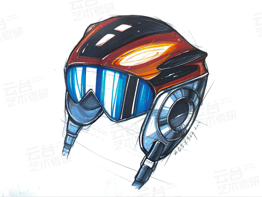 工业产品设计训练』产品着色设计训练系列——日常用品头盔马克笔上色