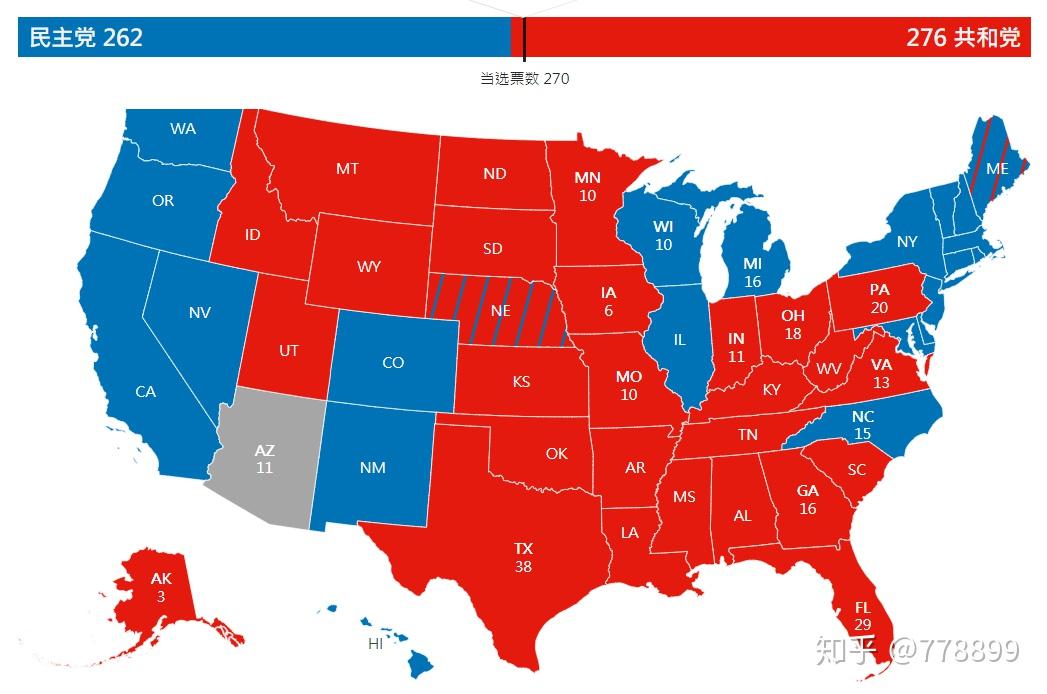 美国红蓝州分布图图片