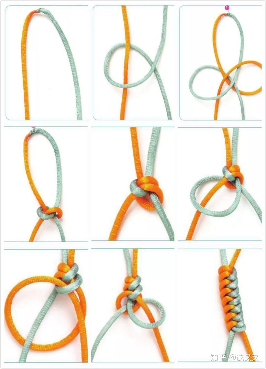 一款彩色辫子图案手绳的编法 —— 反斜卷结练习-手链编法-36840手链网