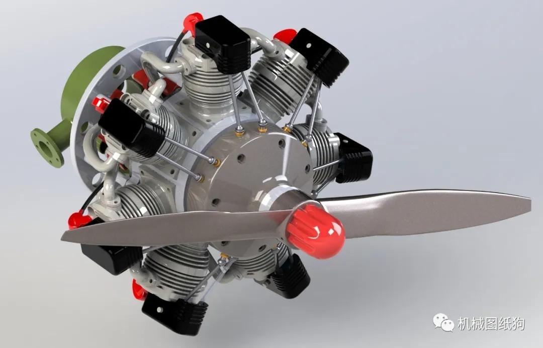 发动机电机radialengine3497缸星形发动机solidworks设计附step