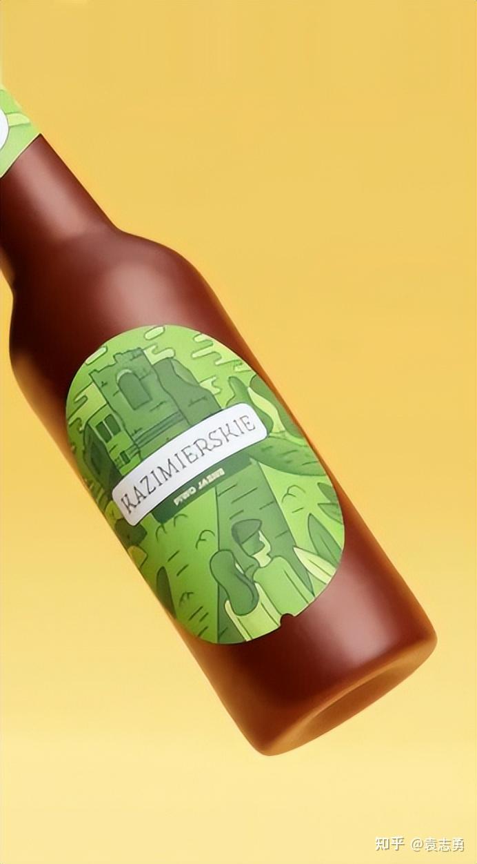 小清新系列玻璃瓶装精酿啤酒包装设计插画精致啤酒标签大字会分享