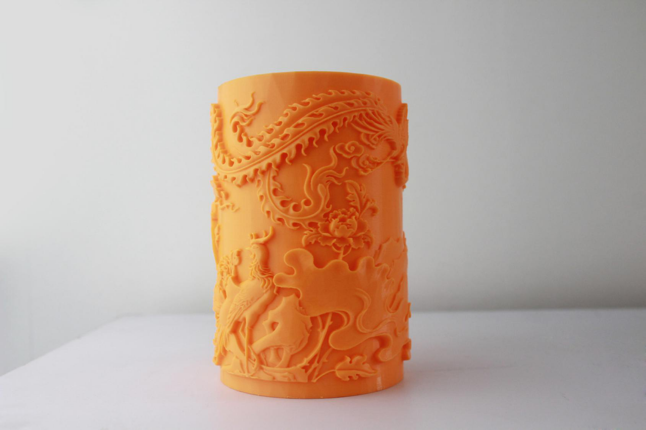 越中国越时尚3d打印龙凤立体浮雕笔筒美翻了