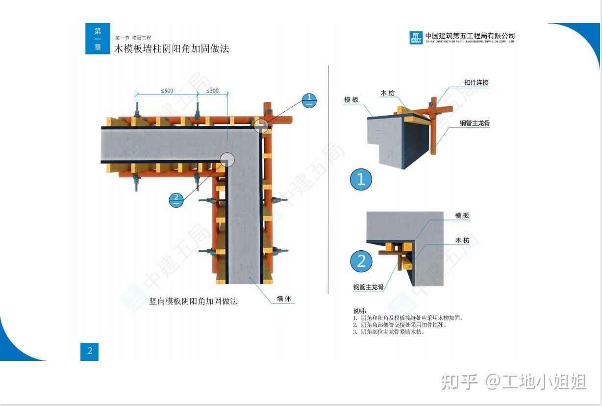 木模板墙柱阴阳角加固的做法