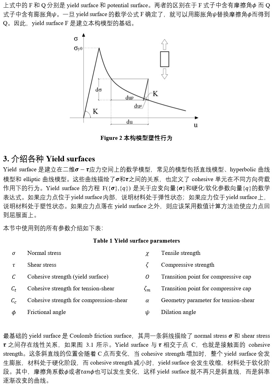 cohesive单元本构模型及算法实现1本构模型介绍