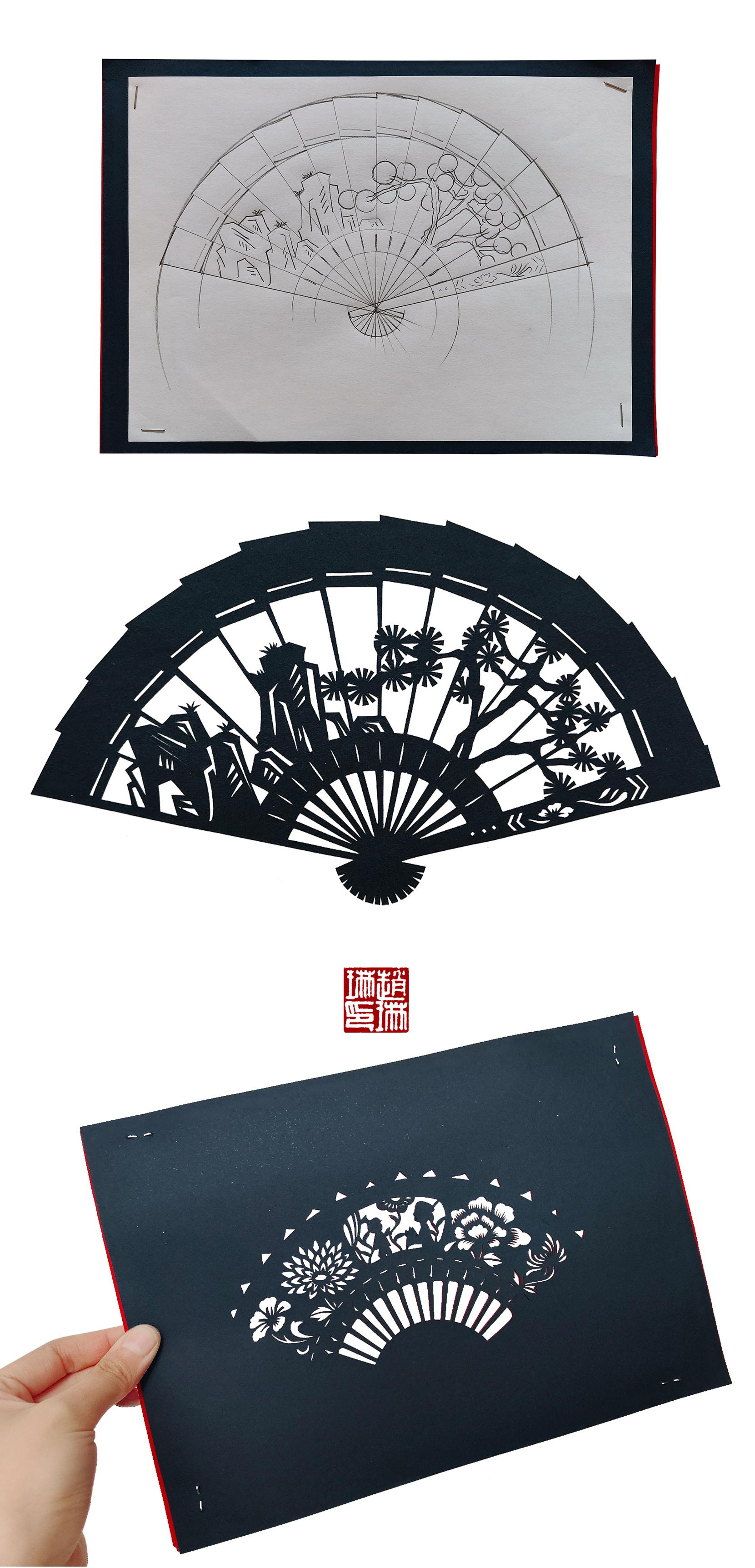 清风徐来古扇剪纸