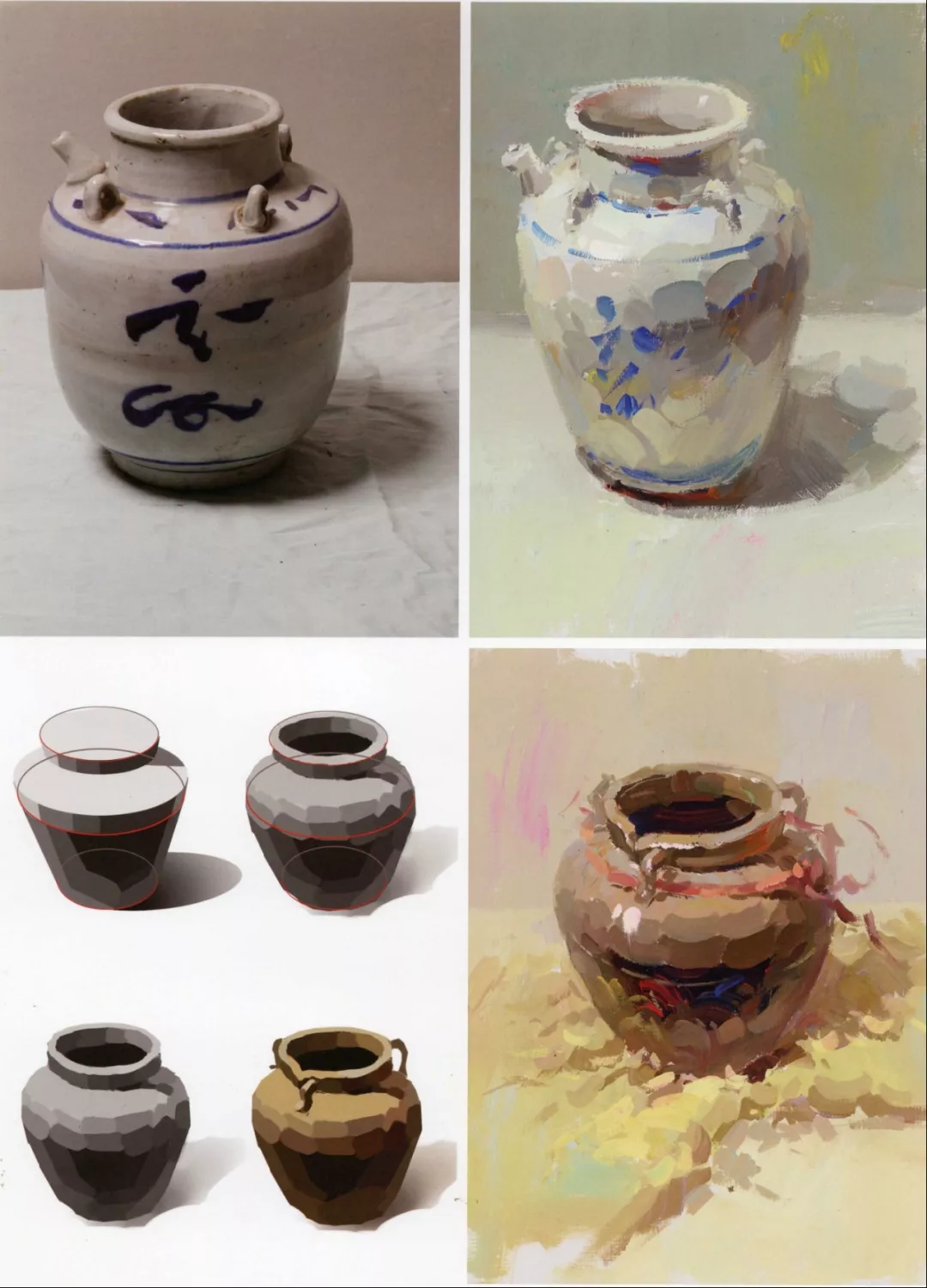 罐子的画法解析:1,观察物体,分析其属性,有意识的归纳物体.