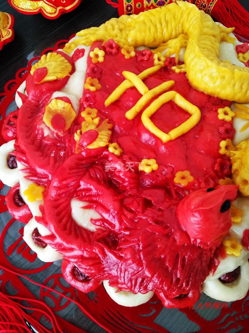 腊月二十八把面发龙凤呈祥枣花馍寓意新年吉祥