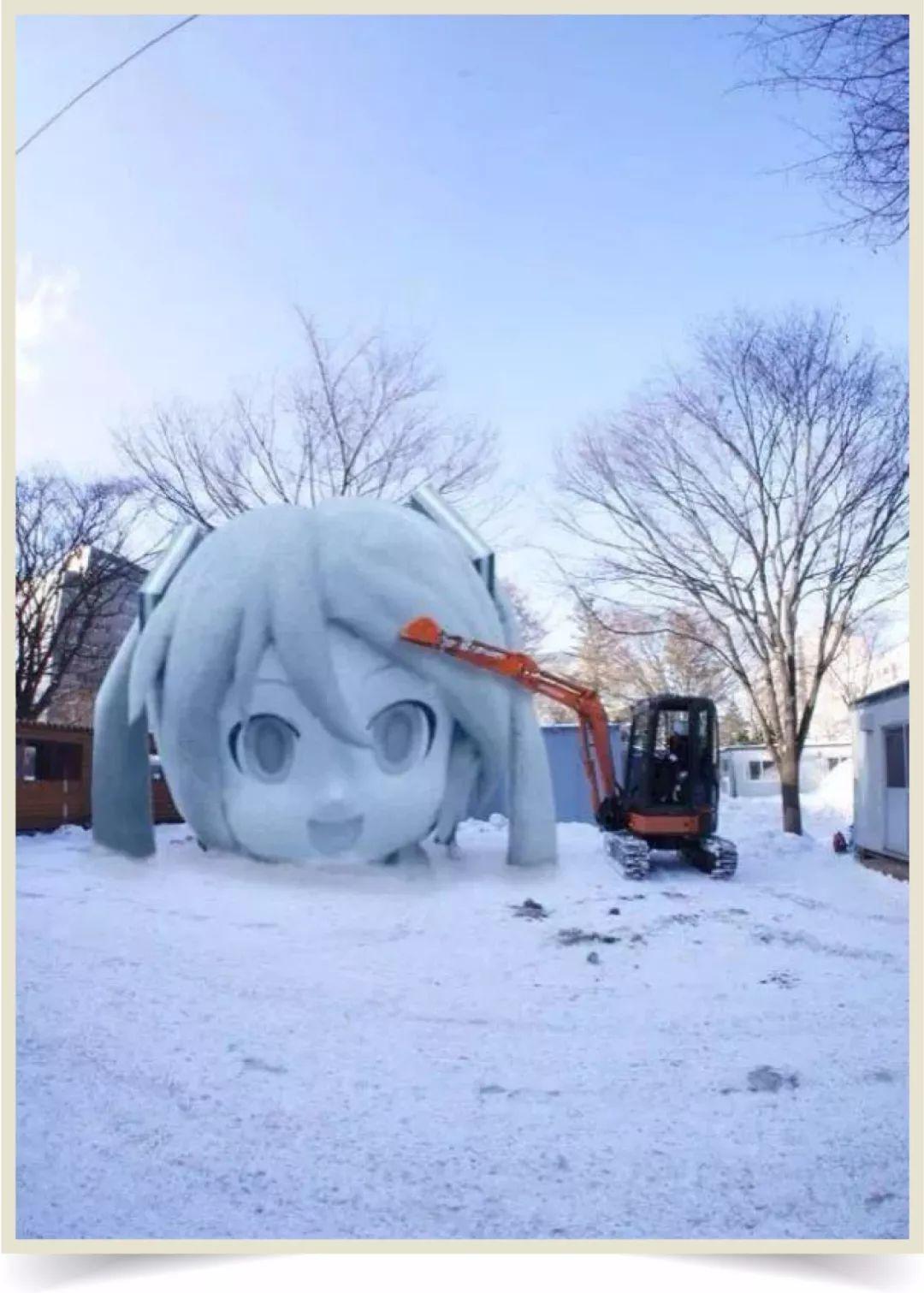 冰雕艺术家用挖掘机雕刻出了星战人物和初音妹子.
