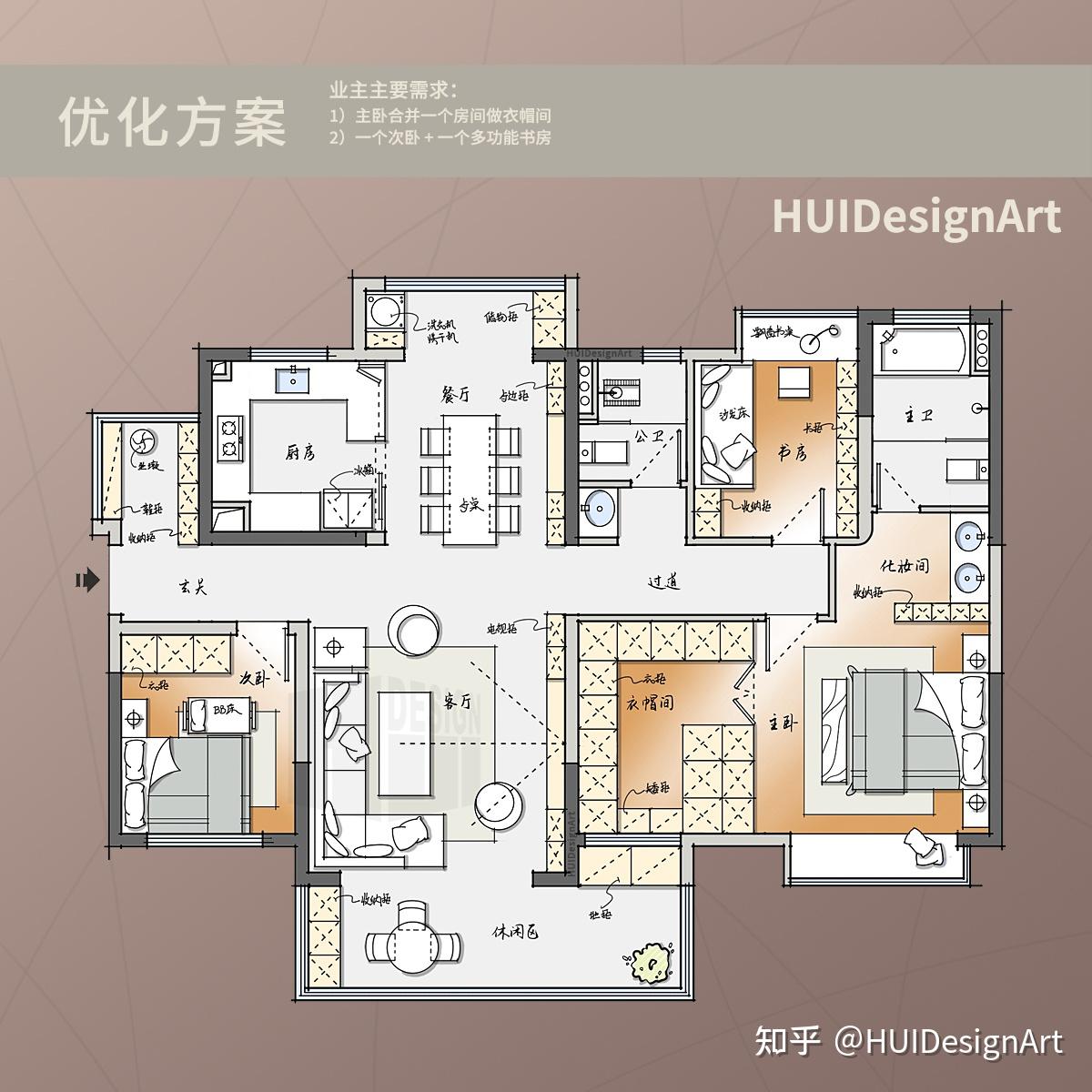 户型优化，如何逐步实现业主的需求和想法，143平4房2厅案例分享 - 知乎
