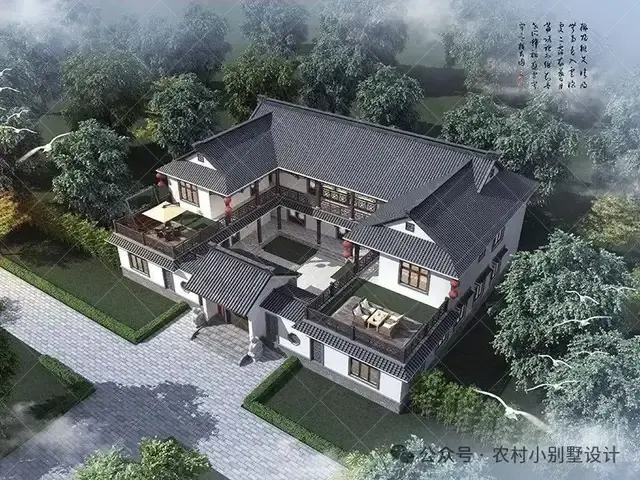 48款二层中式合院别墅,二层新中式四合院农村自建房别墅设计图 - 知乎