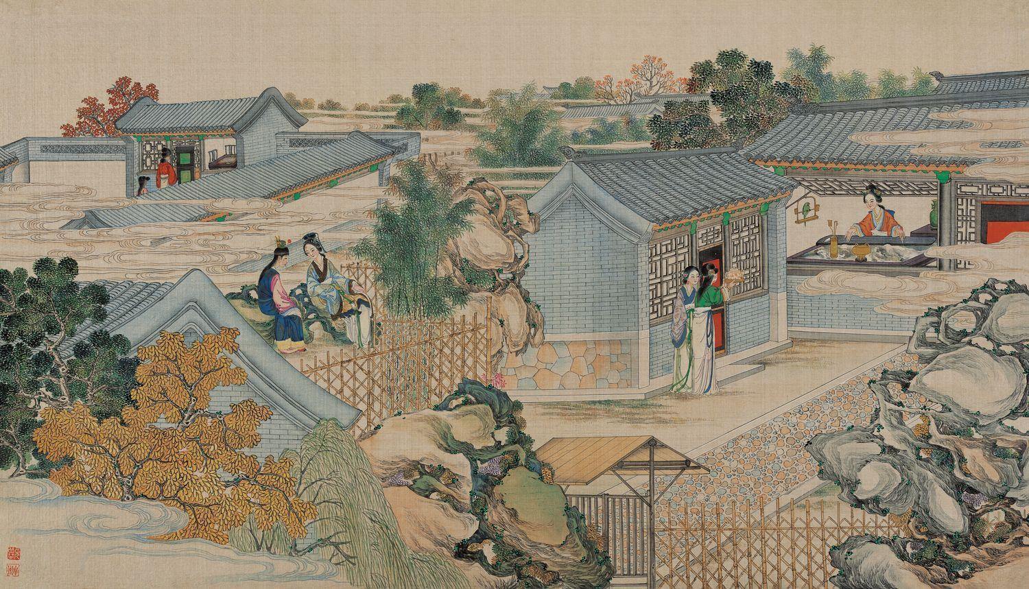 清代孙温《红楼梦》工笔彩绘图册(6)