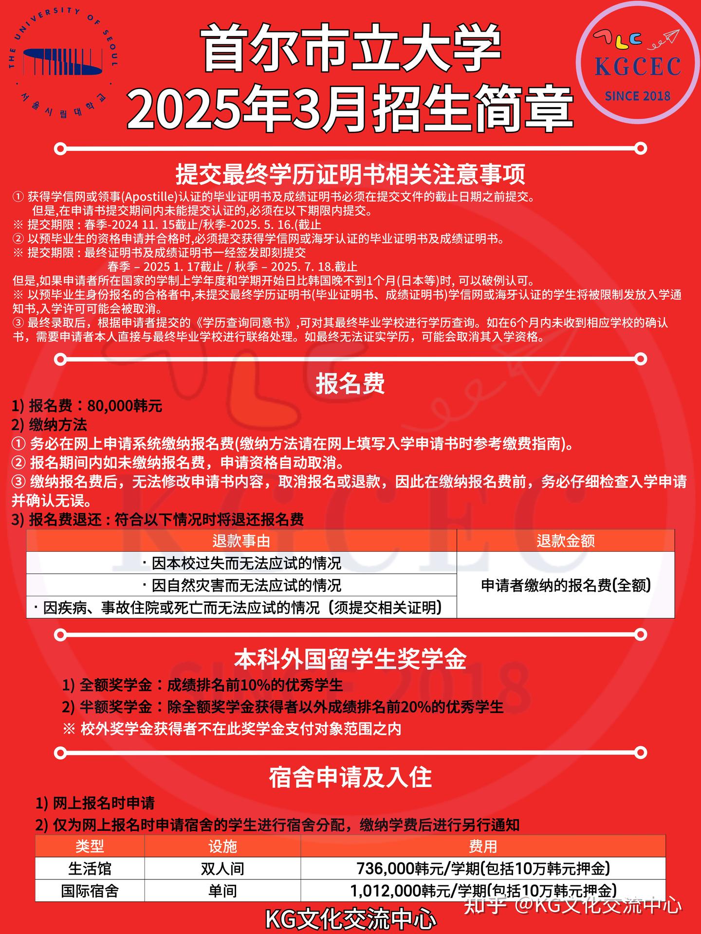 首尔市立大学25年3月本科招生日程- 知乎