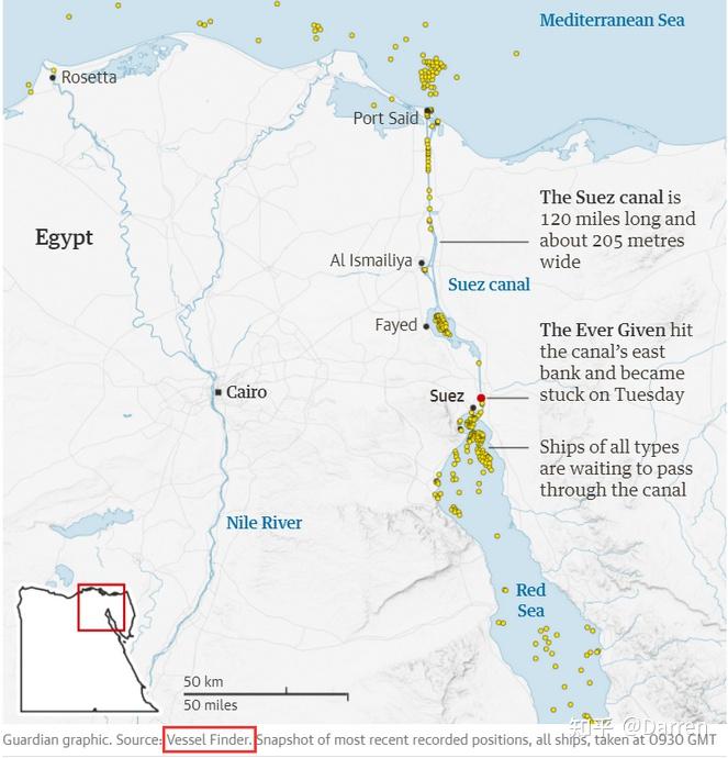 從蘇伊士運河事件發現追蹤輪船軌跡的網站