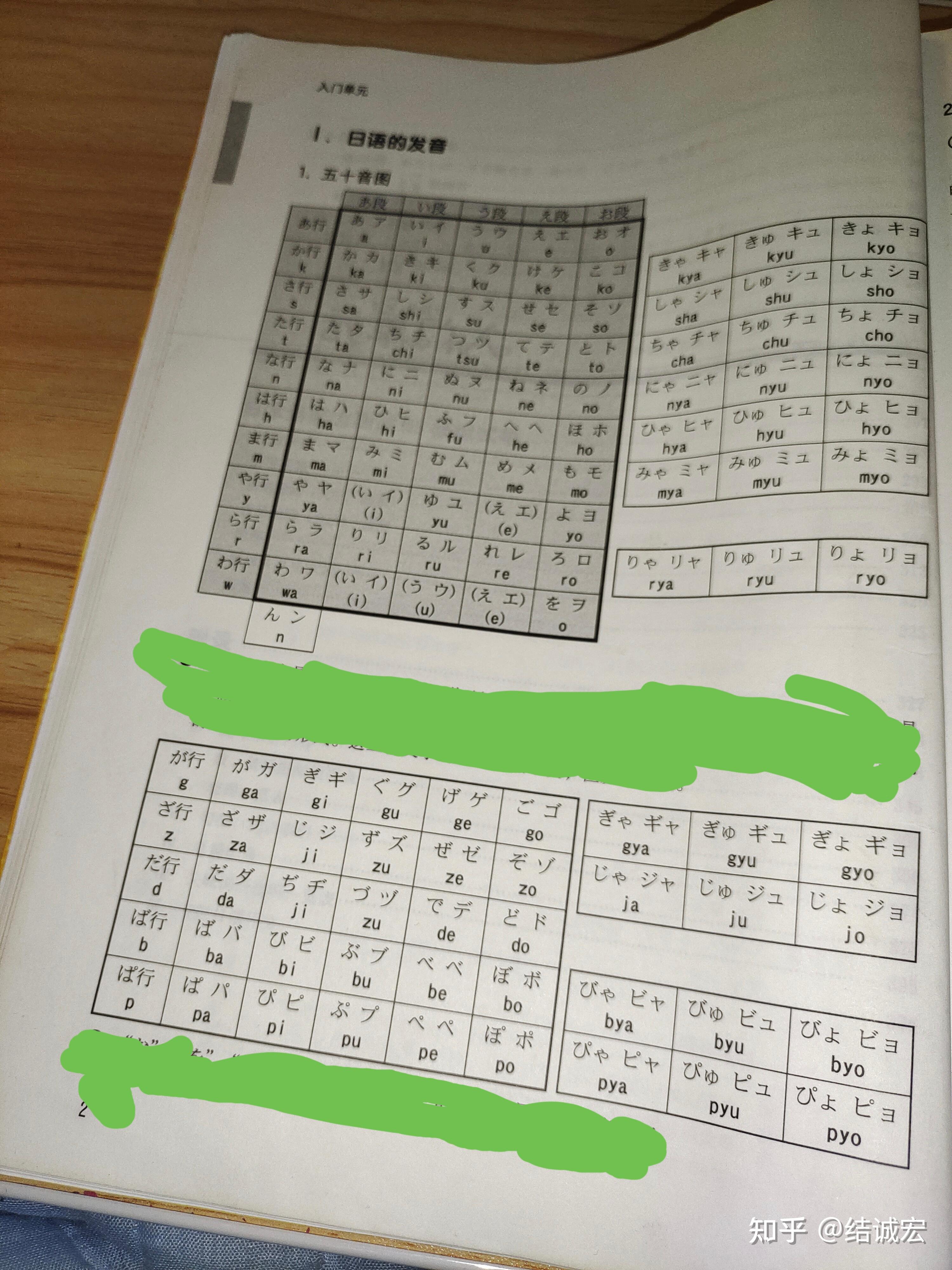 各格内上部左侧是平假名如あ右侧是片假名如ア