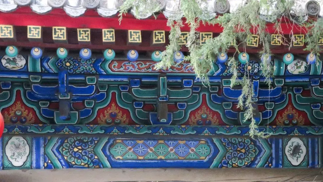 体现在彩画中的团花上团花的外层花瓣采用旋涡形的花纹看起来有点像个