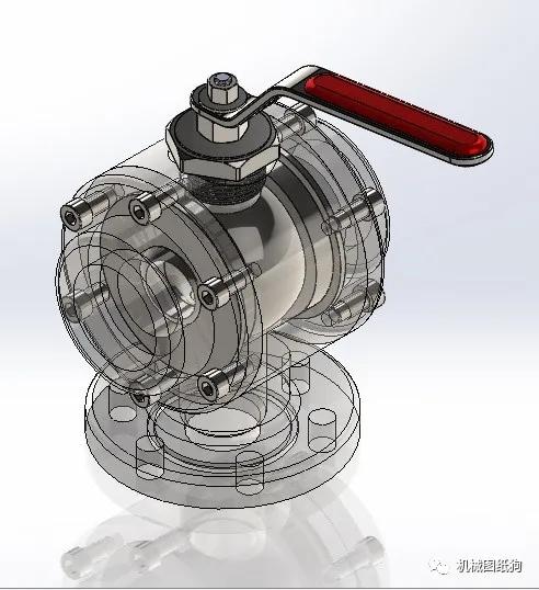【泵缸阀杆】3-way-ball三通球阀3d数模图纸 solidworks设计